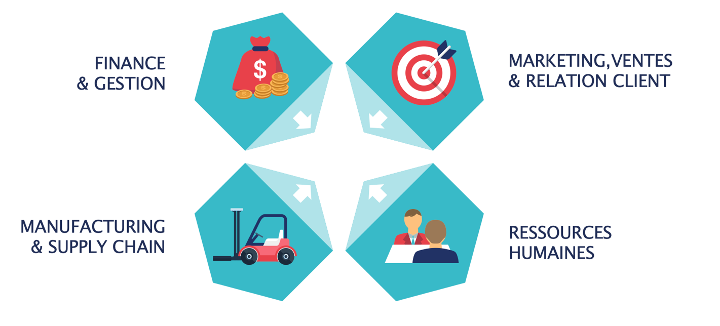 Finance, Marketing, Manufacturing, RH